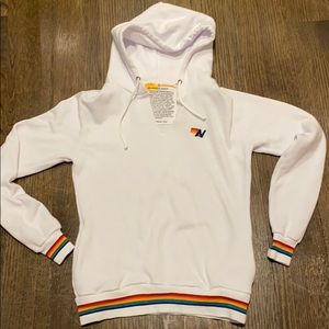 Aviator Nation rainbow trimmed hoodie